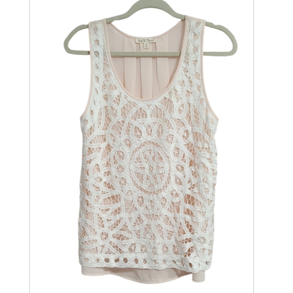 Hem & Thread Lace Sleeveless Top - Cream